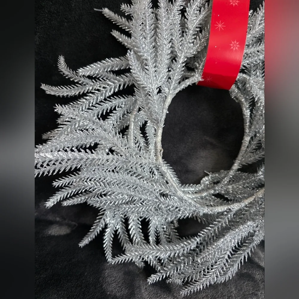 Holiday time Frosted silver, white Christmas Wreaths 12
